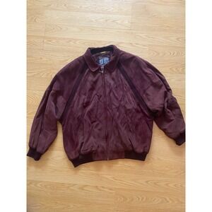 Vtg Torras Barcelona Mens Silk Wool Suede Bomber Jacket Burgundy Quilted 48 EU M